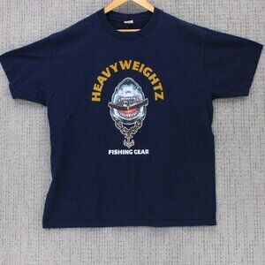 Vintage Pro Club Shirt Mens 2XL Navy Blue Short Sleeve Heavyweightz Shark USA